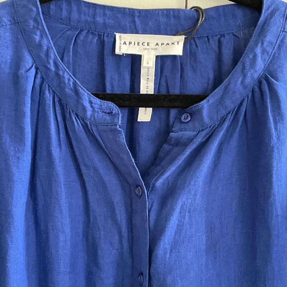 NEW - APIECE APART Linen Mini Dress in Lapis Blue Blue Size 4 - Picture 5 of 7